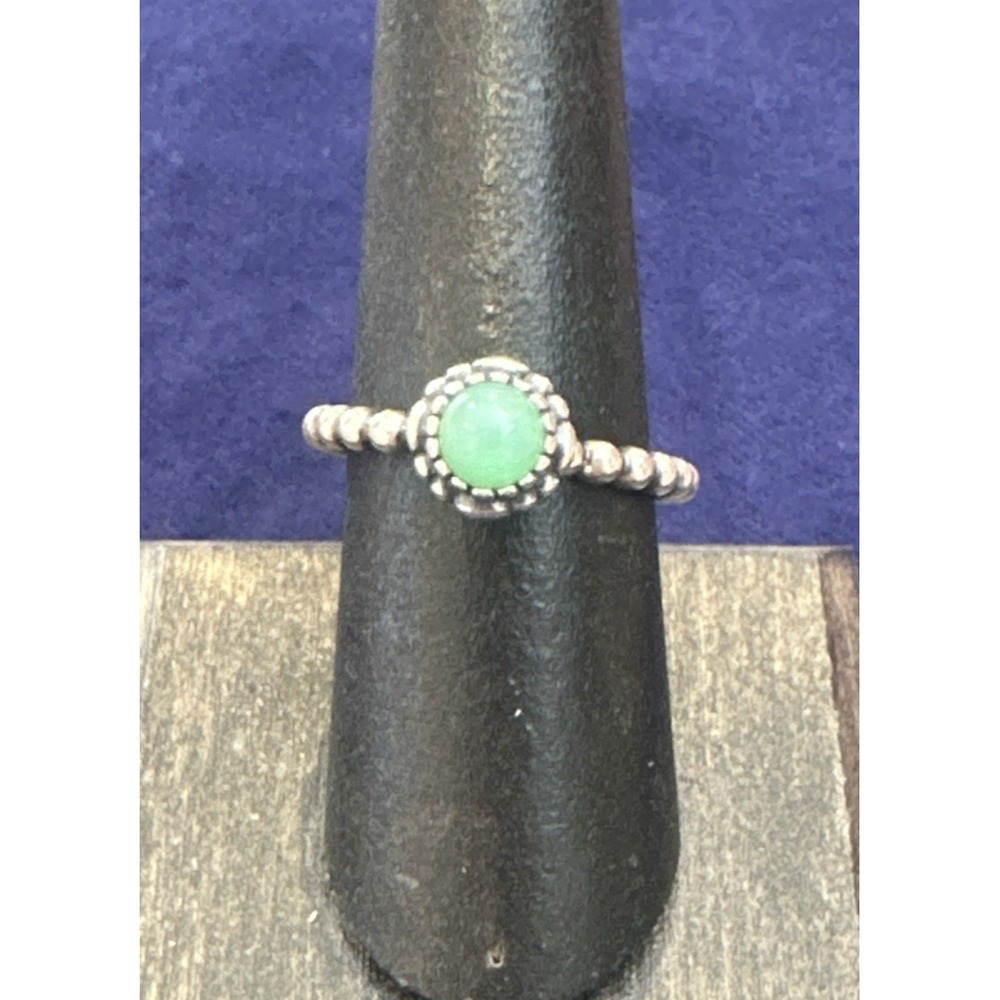 RETIRED Pandora Sterling Silver & Chrysoprase May Birthday Blooms Ring Size 6.5 - Picture 2 of 9
